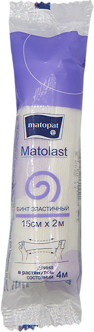 Матопат Матоласт бинт эластичный тканевый без застежки 15смх2м 1 шт. .